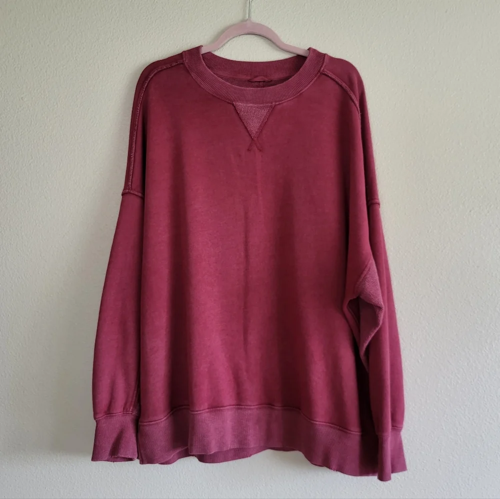 Aerie Cherry Cola Red Big Chill Sweatshirt sz L - Picture 2 of 5